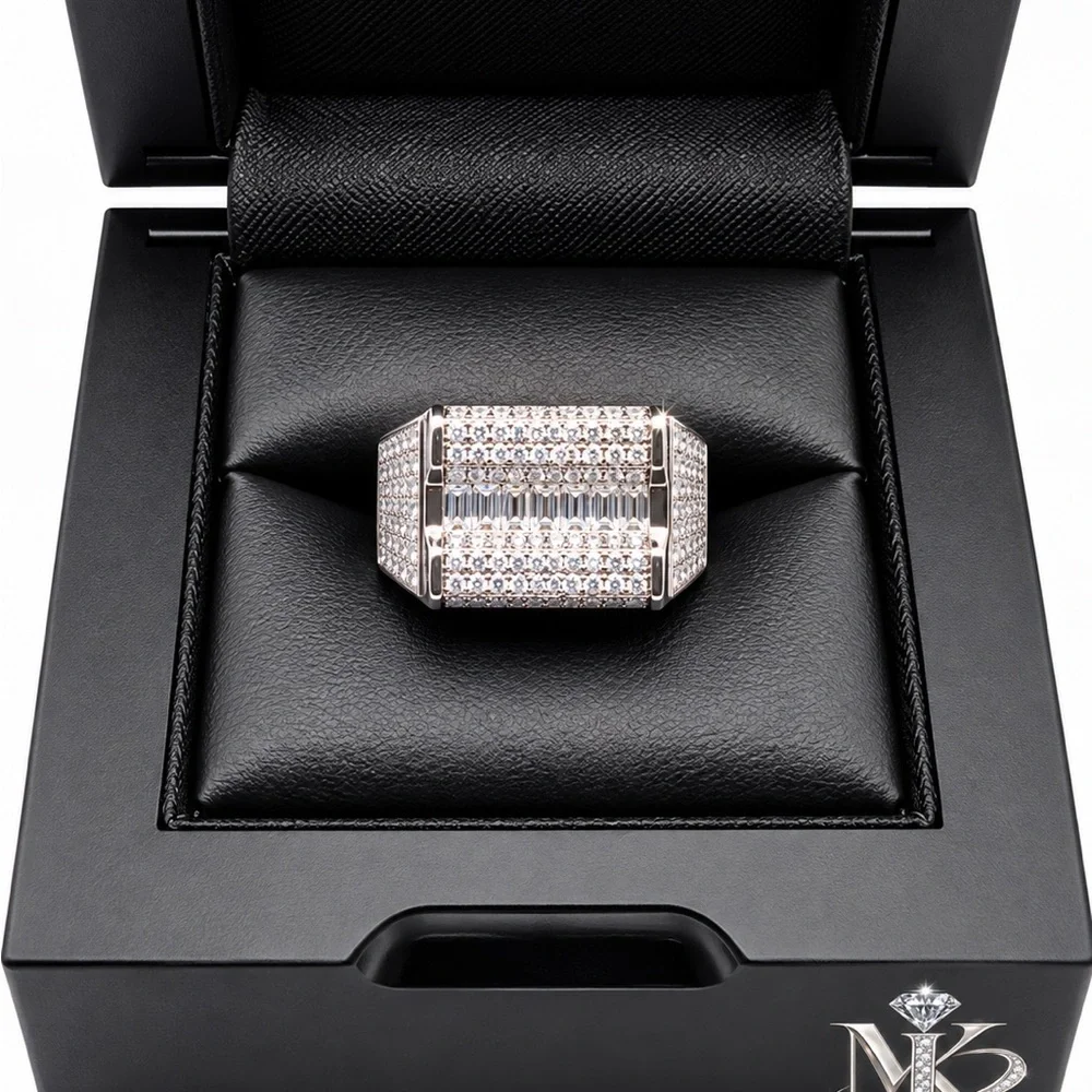 925 Sterling Silver 1.80CTW MOISSANITE Men’s Ring Size 10 or 11
